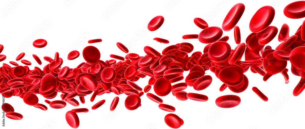 Stream of red blood cells in plasma, medical microscopic concept ...