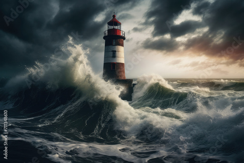 Wind storm ocean lighthouse wave nature blue beacon water sea sky