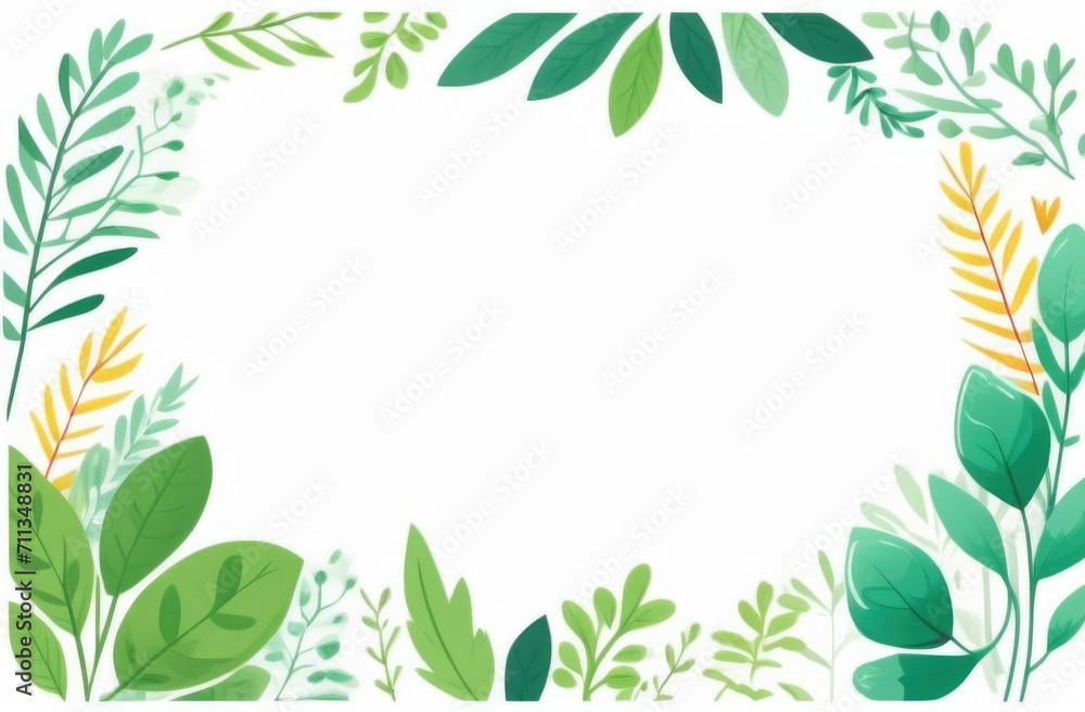 Fototapeta premium green leaves watercolor copyspace. green leaves with space for text