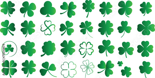 Green Clover Leaf Pattern  Ideal for St. Patrick   s Day  Eco-friendly Concepts  Nature-themed Projects  Seamless Background  Fresh Natural Vibe  Varied Shades  Highlighted Veins