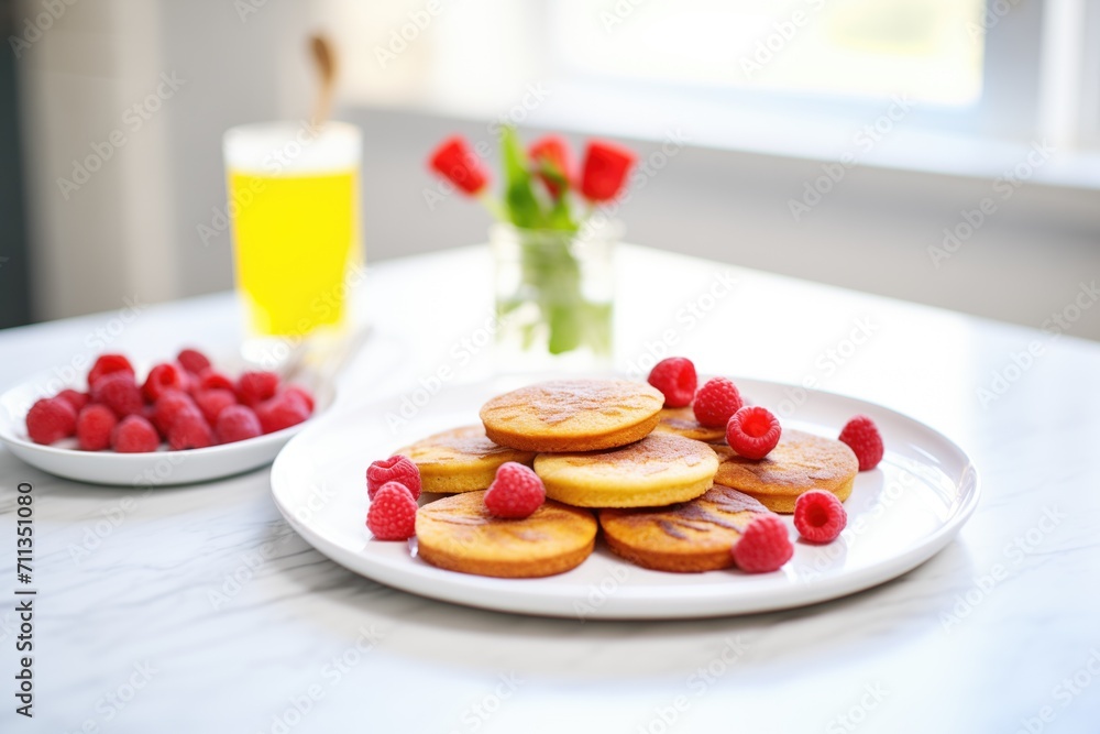 raspberry gluten-free muffins on a plate with fresh raspberries raspberry gluten-free muffins on a plate with fresh raspberries