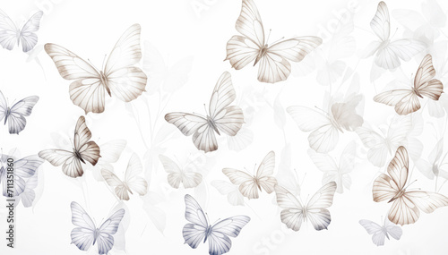 Elegant Butterflies on White Background, butterflie texture bg