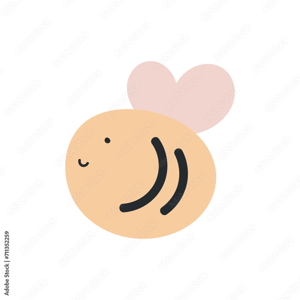 Cute Bee on a white background. Vector illustration. For kids stuff, card, posters, banners, children books, printing on the pack, printing on clothes, fabric, wallpaper, textile or dishes. Cute Bee on a white background. Vector illustration. For kids stuff, card, posters, banners, children books, printing on the pack, printing on clothes, fabric, wallpaper, textile or dishes.