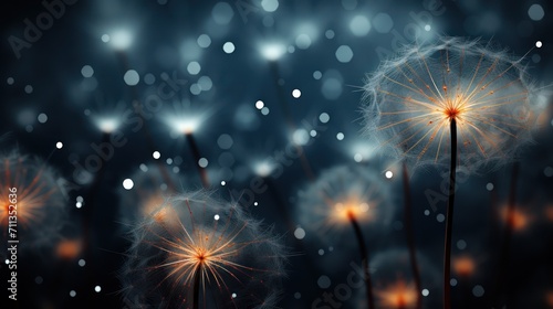 Close up macro image of a dandelion seed head with incredible natural in spring season