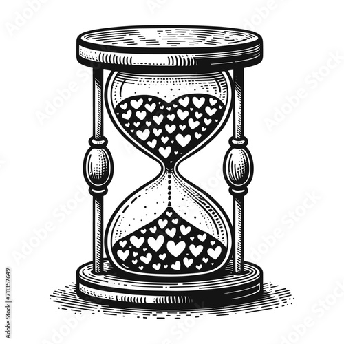 hourglass with hearts sketch