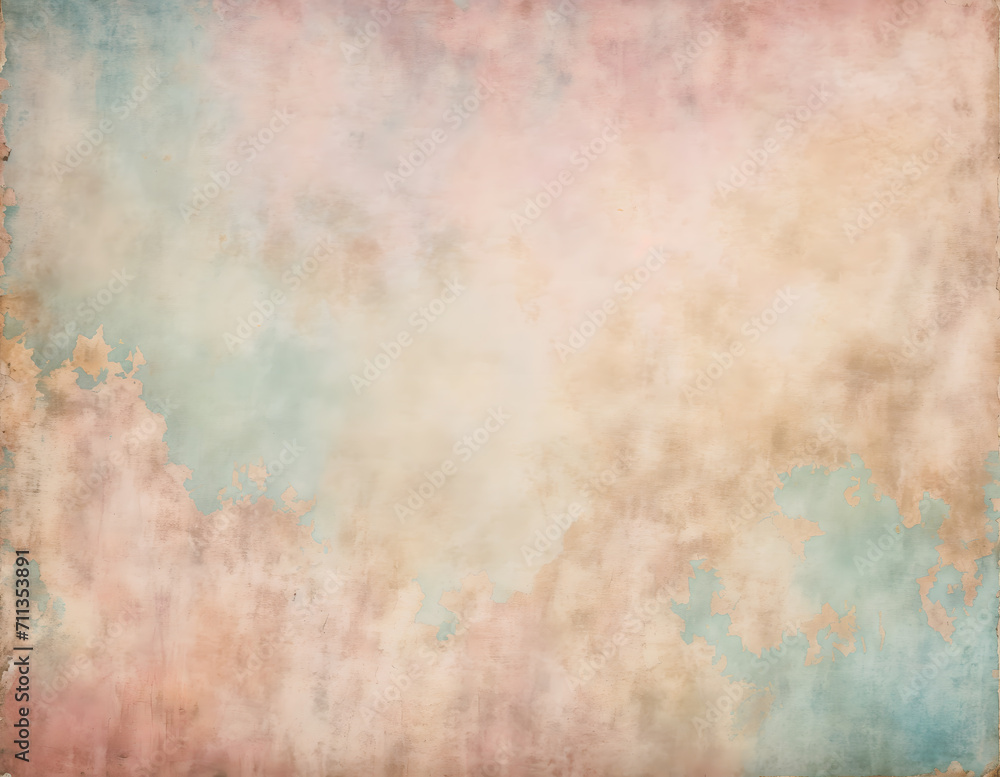 A vintage faded, grungy paper background with a pink and blue color scheme.