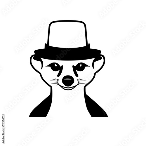 Meerkat With a Hat Logo SVG Black and White Illustration Art Generative AI.