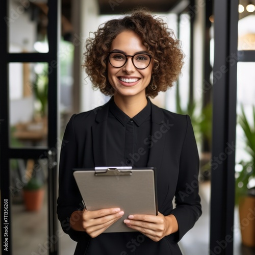 Young beautiful hispanic woman business worker smiling confident at the office
