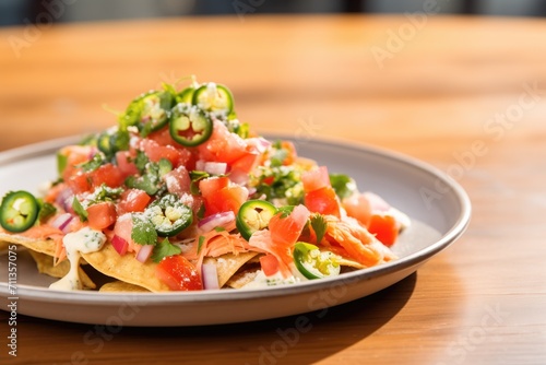 close-up of nachos with fresh pico de gallo