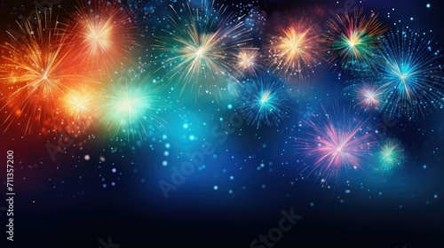 An abstract firework background offering free space for text, Ai Generated.