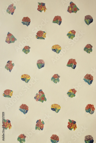Beautiful Wall Art with Flowers Asian Pattern Temple of Thailand Bangkok