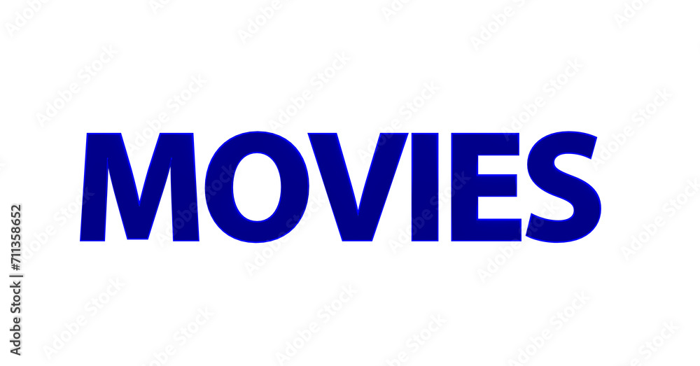 Movies, Filme, Kino, Video, Trailer, Unterhaltung, Streaming - blaue plakative 3D-Schrift, Freisteller, Rendering Movies, Filme, Kino, Video, Trailer, Unterhaltung, Streaming - blaue plakative 3D-Schrift, Freisteller, Rendering