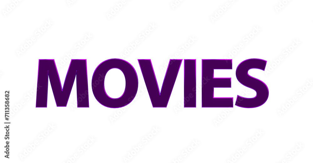 Movies, Filme, Kino, Video, Trailer, Unterhaltung, Streaming - violette plakative 3D-Schrift, Freisteller, Rendering Movies, Filme, Kino, Video, Trailer, Unterhaltung, Streaming - violette plakative 3D-Schrift, Freisteller, Rendering