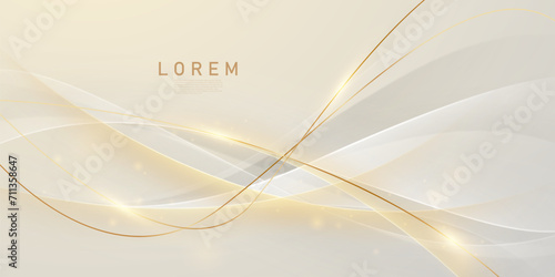 white abstract background with luxury golden lines vector illustration © HNKz