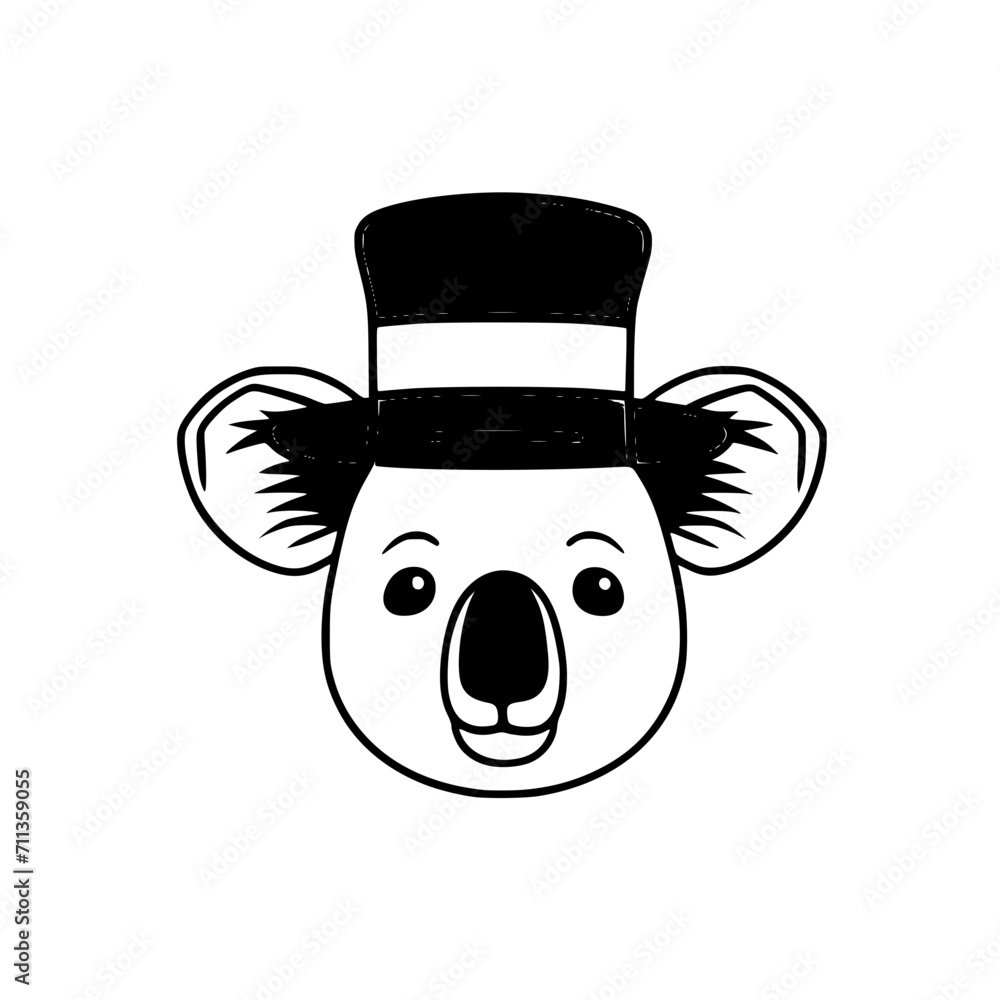 koala With a Hat Logo SVG Black and White Illustration Art Generative AI.