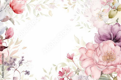 Floral Watercolor Spring Nature, Plant, and Flower Illustration with Vintage Design: Elegant Greeting Card Invitation