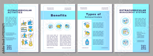 2D extracurricular activities creative brochure template, leaflet design with thin line icons, 4 vector layouts.