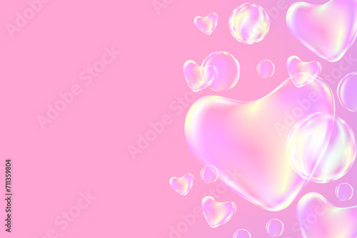 Love Valentine's day wallpaper. Abstract Soap Bubbles on Pastel color Background, Crystal glass ball soft light pink abstract background for digital design web template background backdrop wallpaper