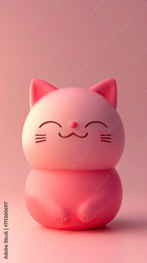 Close-up: happy cat head, cartoon, minimalism, 3D style, 3D render, HD, 8K, gradient background - generative ai Close-up: happy cat head, cartoon, minimalism, 3D style, 3D render, HD, 8K, gradient background - generative ai