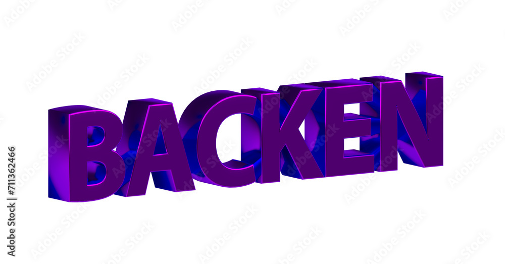Fototapeta premium Backen - violette plakative 3D-Schrift, Kuchen, Gebäck, Schrift, Weihnachten, Plätzchen, Rendering, gerendert, Freisteller