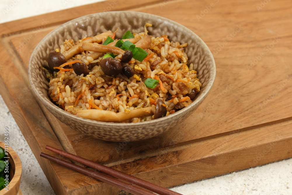 takikomi gohan,Delicious Japanese seasoned mixed rice.Japanese food takikomi gohan,Delicious Japanese seasoned mixed rice.Japanese food