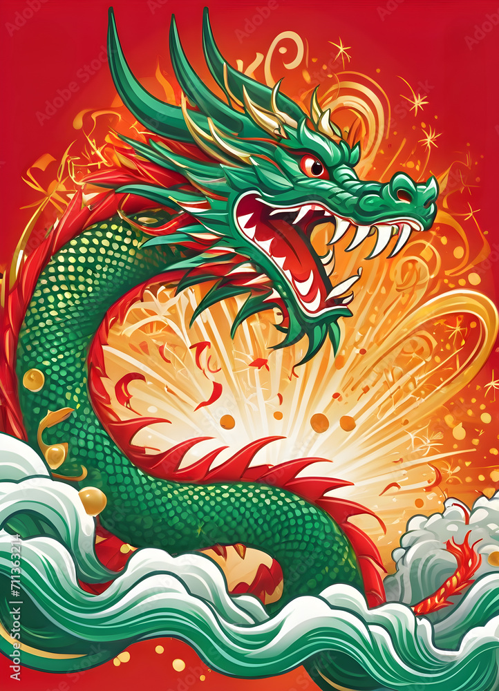 Emerald Dynasty Dragon - Essence of New Year's Tradition. Chinese New Year concept.