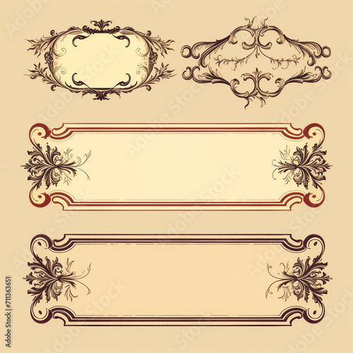 Set of vintage frames vector illustration