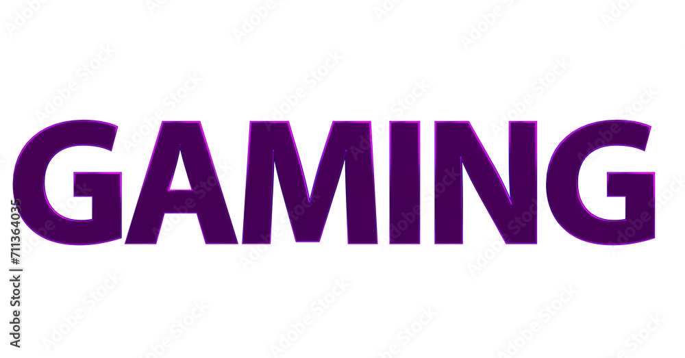 Gaming - violette plakative 3D-Schrift, Computerspiele, 3D-Schrift, plakativ, Rendering, gerendert, Freisteller, Alphakanal
