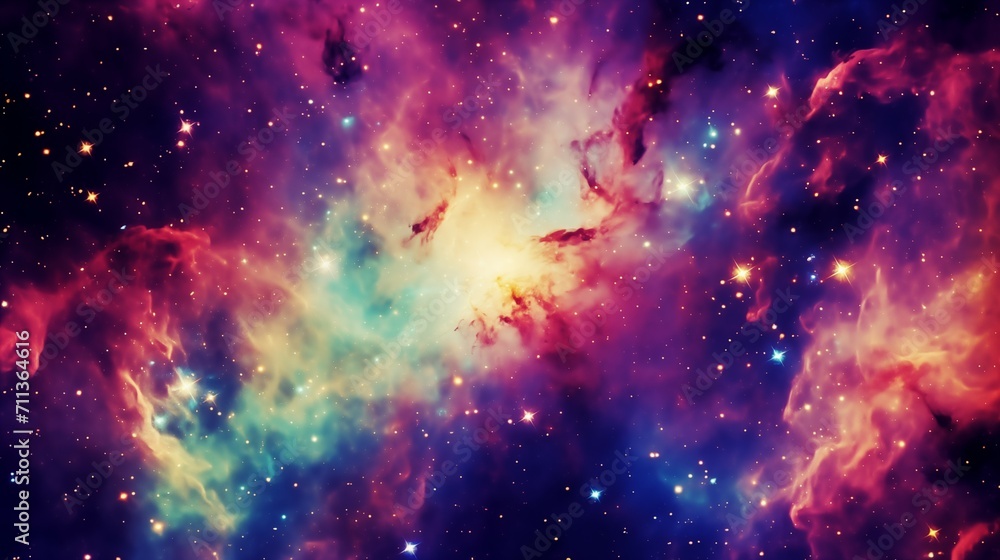 Vibrant Cosmic Nebula Backdrop with Glittering Stars in Space
