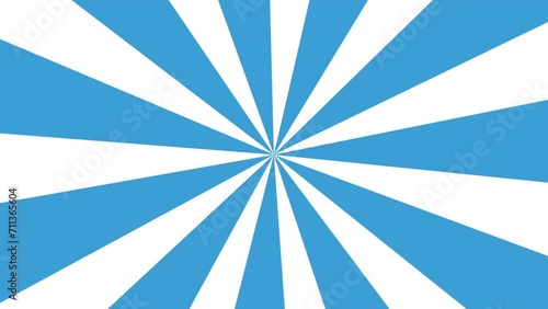 Blue spiral ray stripes animation on white background