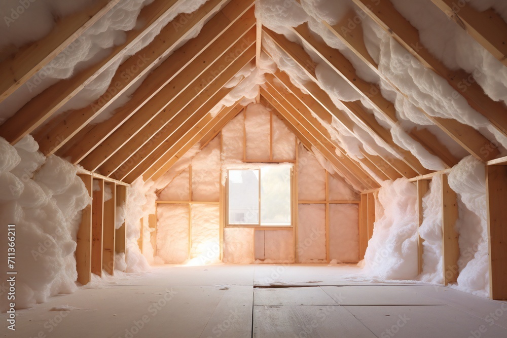 Foam sprayed insulated attic Generative Ai