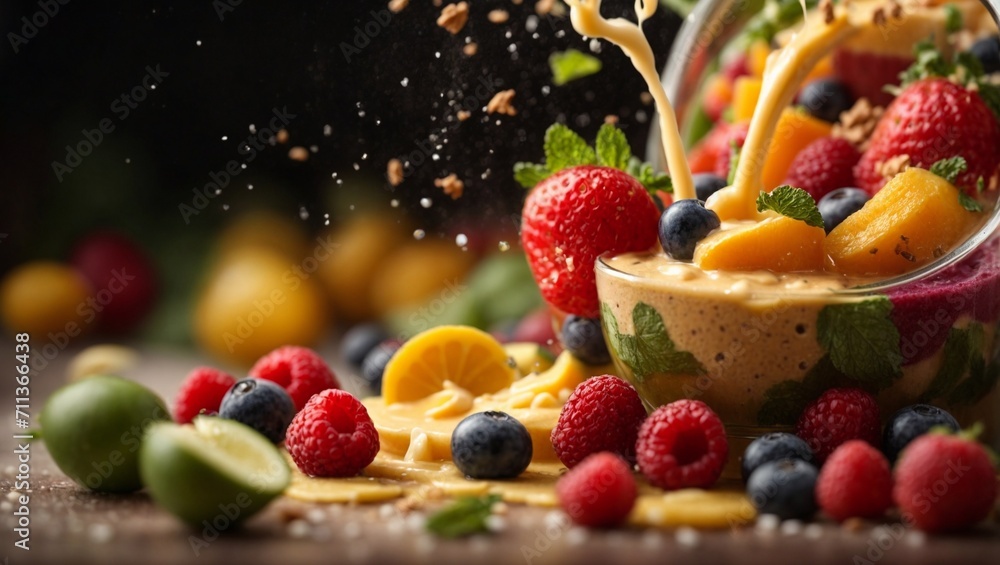 Fototapeta premium fruit salad with berries