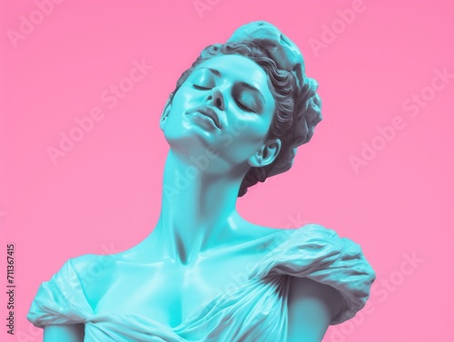 marble statue of a woman against a pink background