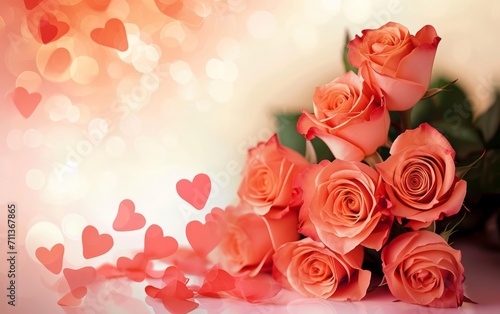 Saint valentine romantic love background with roses and hearts
