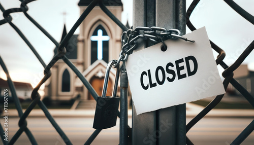 Christian church closure. When people leave, congregations dwindle. And when that gets to a critical point, churches close. That has led to a flood of churches available for sale photo