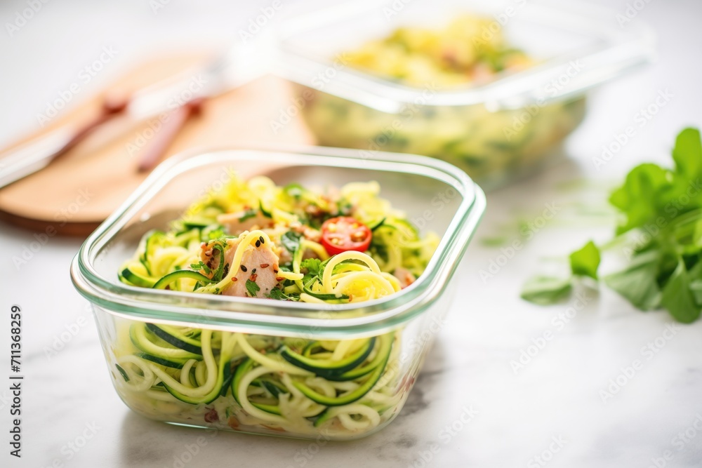 zoodles in a glass meal prep container zoodles in a glass meal prep container