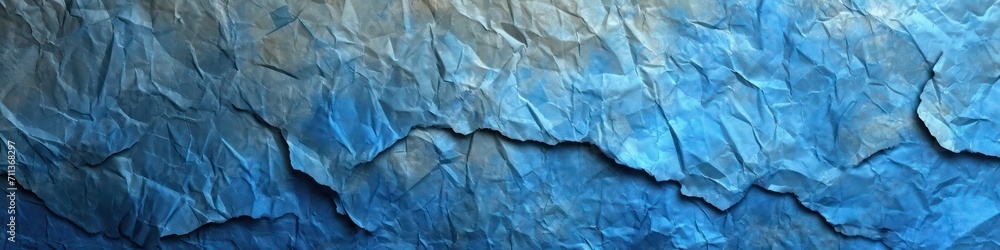 Obraz premium Blue old torn crumpled paper, abstract background. Generative AI