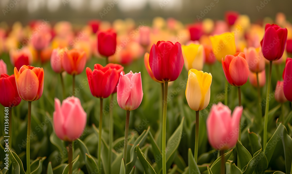 A field of tulips, Generative AI A field of tulips, Generative AI