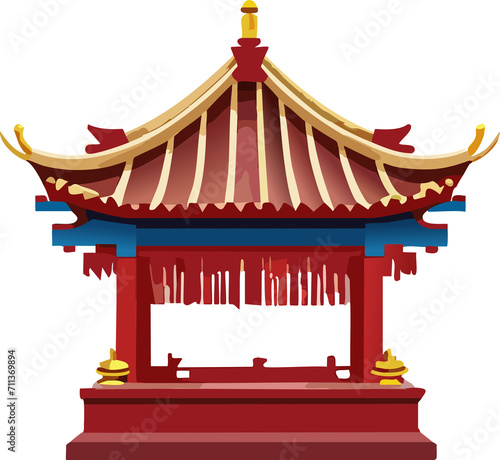 elements in Chinese concept. There are chinese lantern, chinese shrine and building, chinese ingot and some other asian stuff. You can find these things in China and also other countries in asia