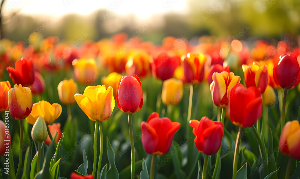 A field of tulips, Generative AI A field of tulips, Generative AI