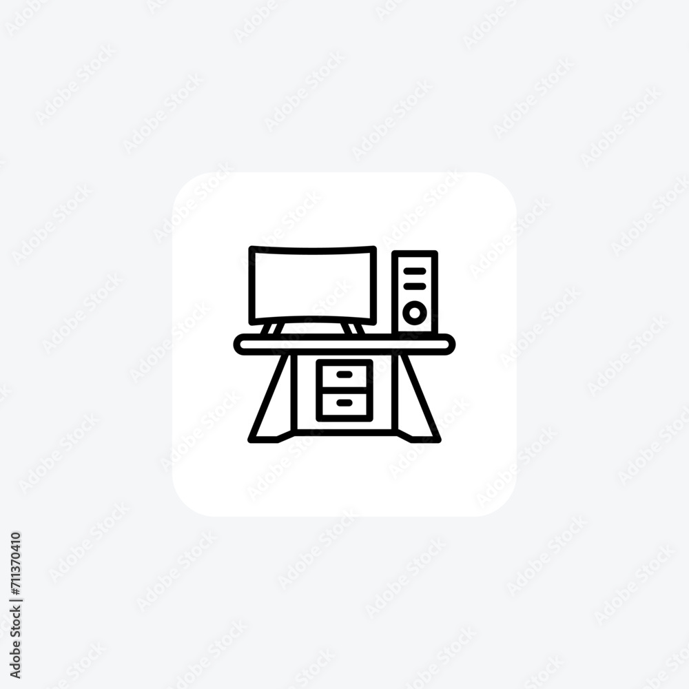 Desk black outline icon outline icon, pixel perfect Desk black outline icon outline icon, pixel perfect