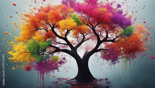 a series of photos of beautiful, picturesque trees full of colors