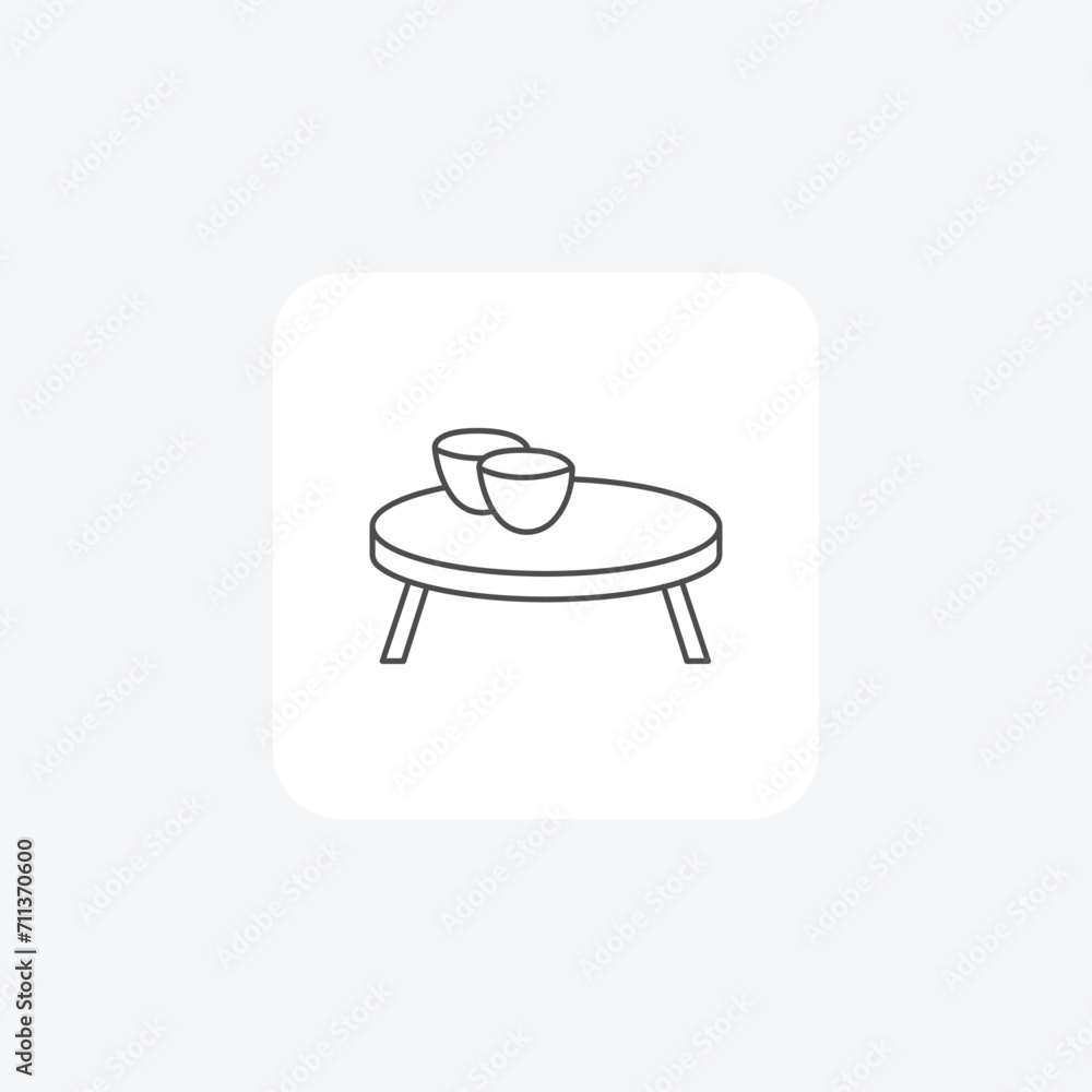 Coffee Table grey thin line icon outline icon, pixel perfect Coffee Table grey thin line icon outline icon, pixel perfect