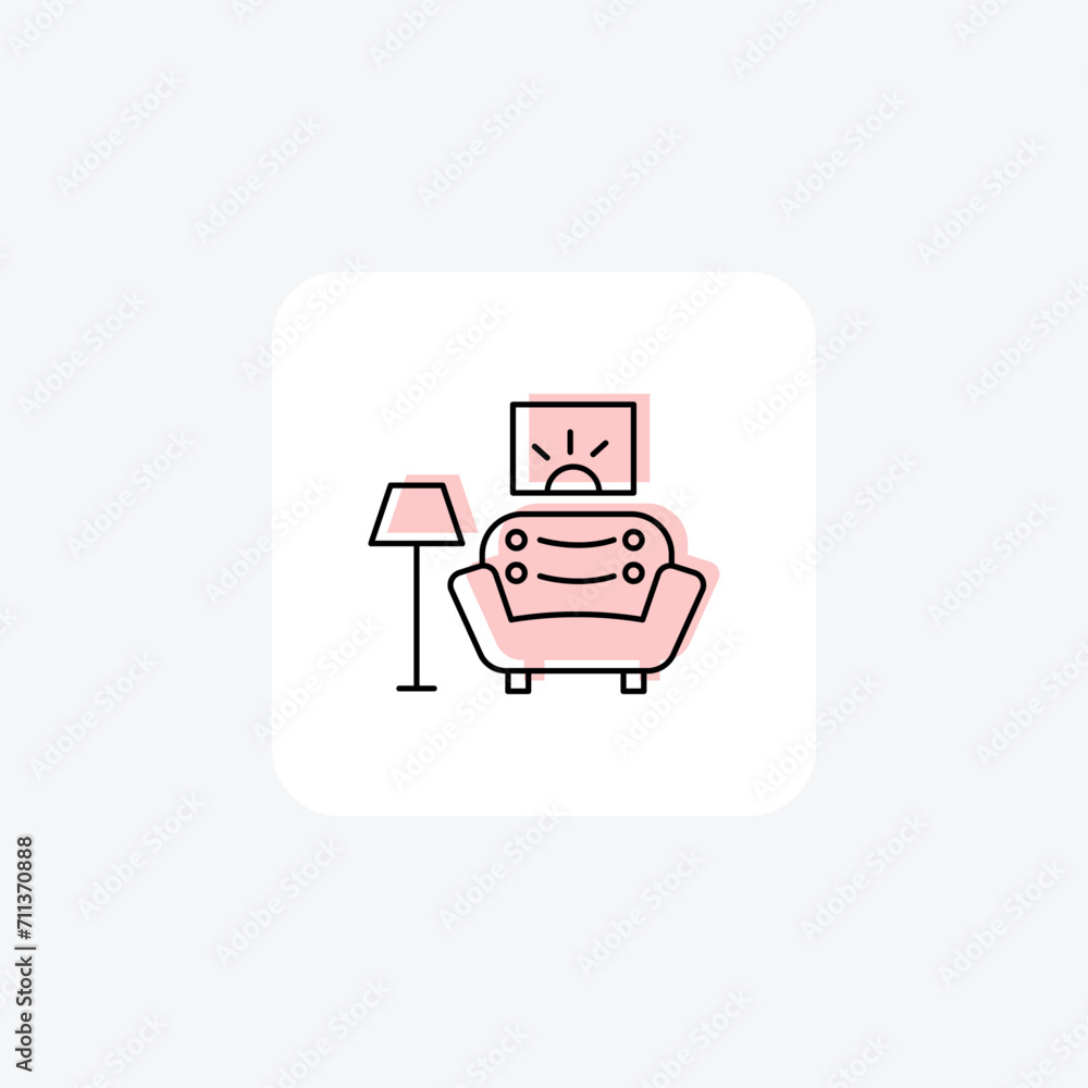 Fototapeta premium Living Room color shadow line icon outline icon, pixel perfect