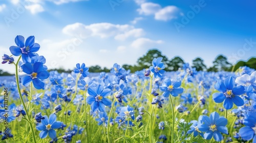 nature blue spring background illustration floral vibrant, fresh sky, blossom season nature blue spring background