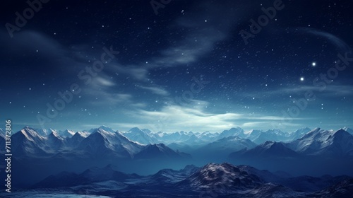 A serene landscape with snow-covered mountains - Generative AI