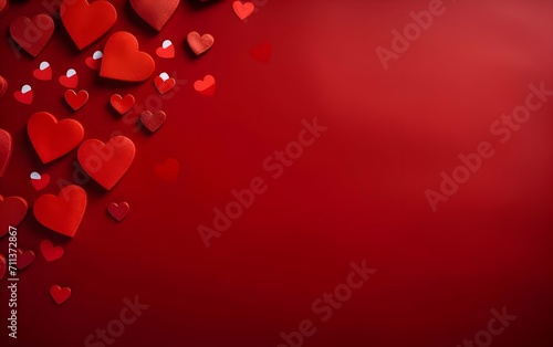 Valentine's day background with red hearts on a red background