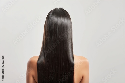 黒髪の綺麗な日本人女性の写真（ヘアケア・ロングヘア・縮毛矯正・ストレート・背景なし）