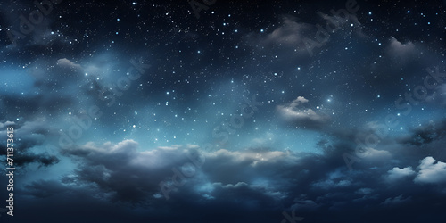 starry night sky, A night sky filled with clouds and stars. Beautiful blue sky at night with stars, 