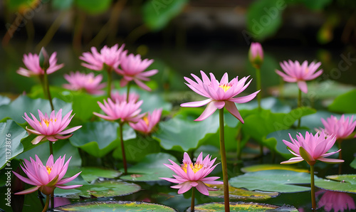 pond with lotus flowers  Generative AI